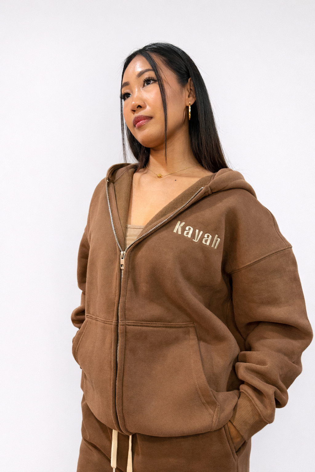 Heavyweight Thickened Zip Hoodie (embroidery design- Front “Kayah”)