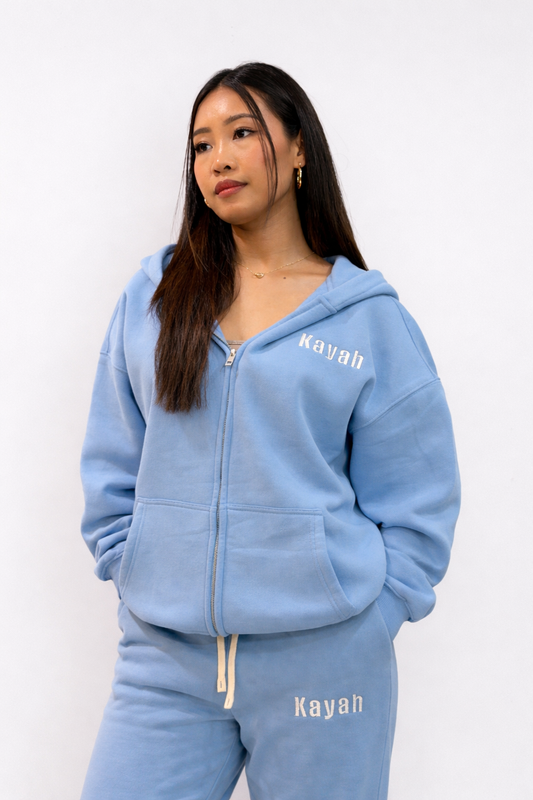 Heavyweight Thickened Zip Hoodie (embroidery design- Front “Kayah”)