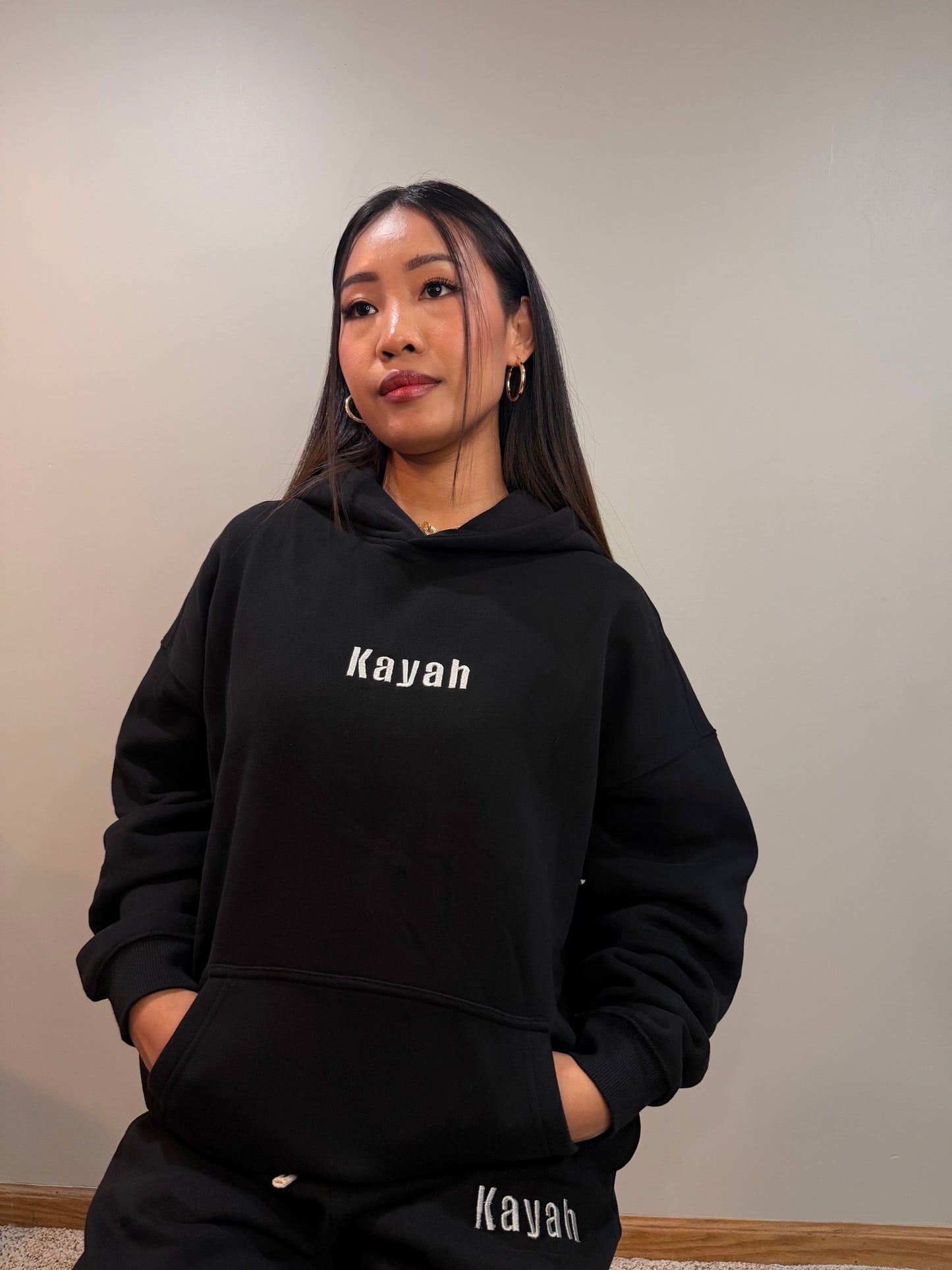 Heavyweight Oversized Hoodie (embroidery design- Front “Kayah”)